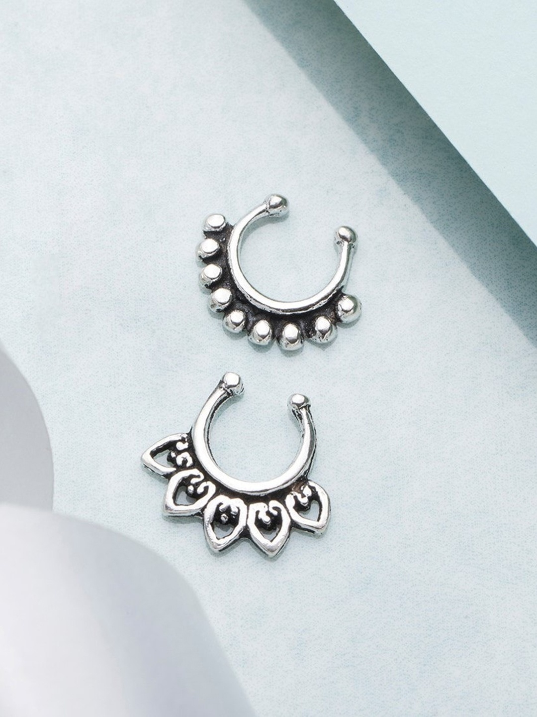 

Zavya Set Of 2 Sterling Silver Nosepin Rigns