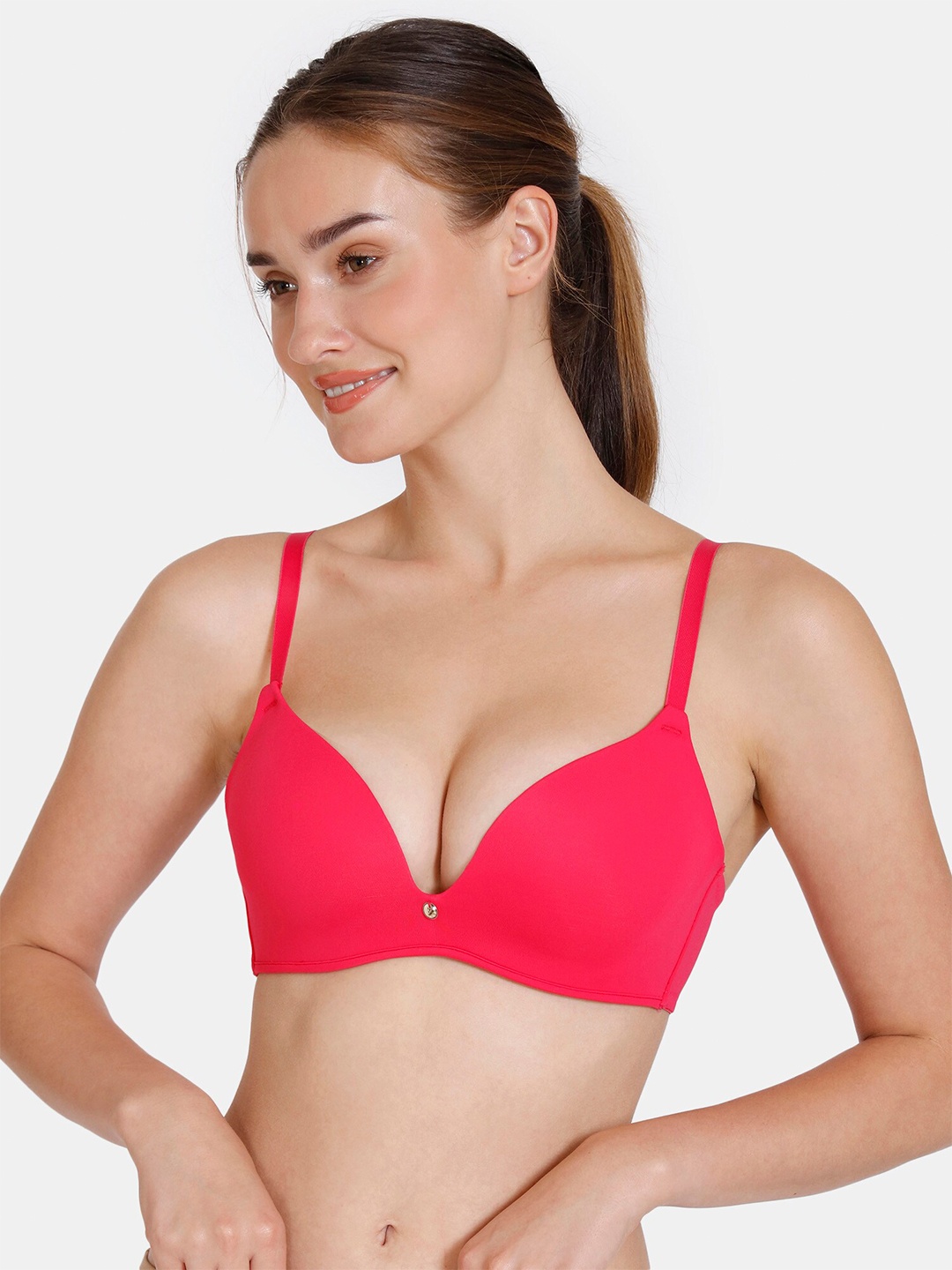 

Zivame Lightly Padded Non-Wired All Day Comfort Push-Up Bra, Pink