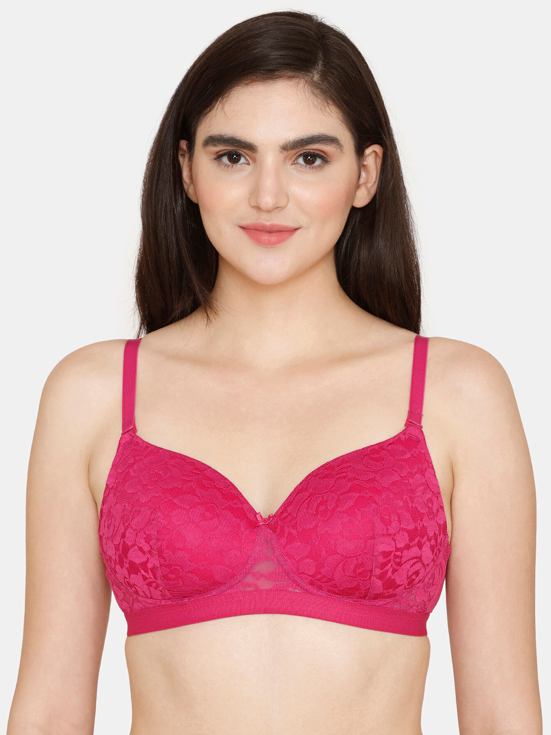 

Zivame Self Design Lightly Padded All Day Comfort Seamless T-shirt Bra, Fuchsia
