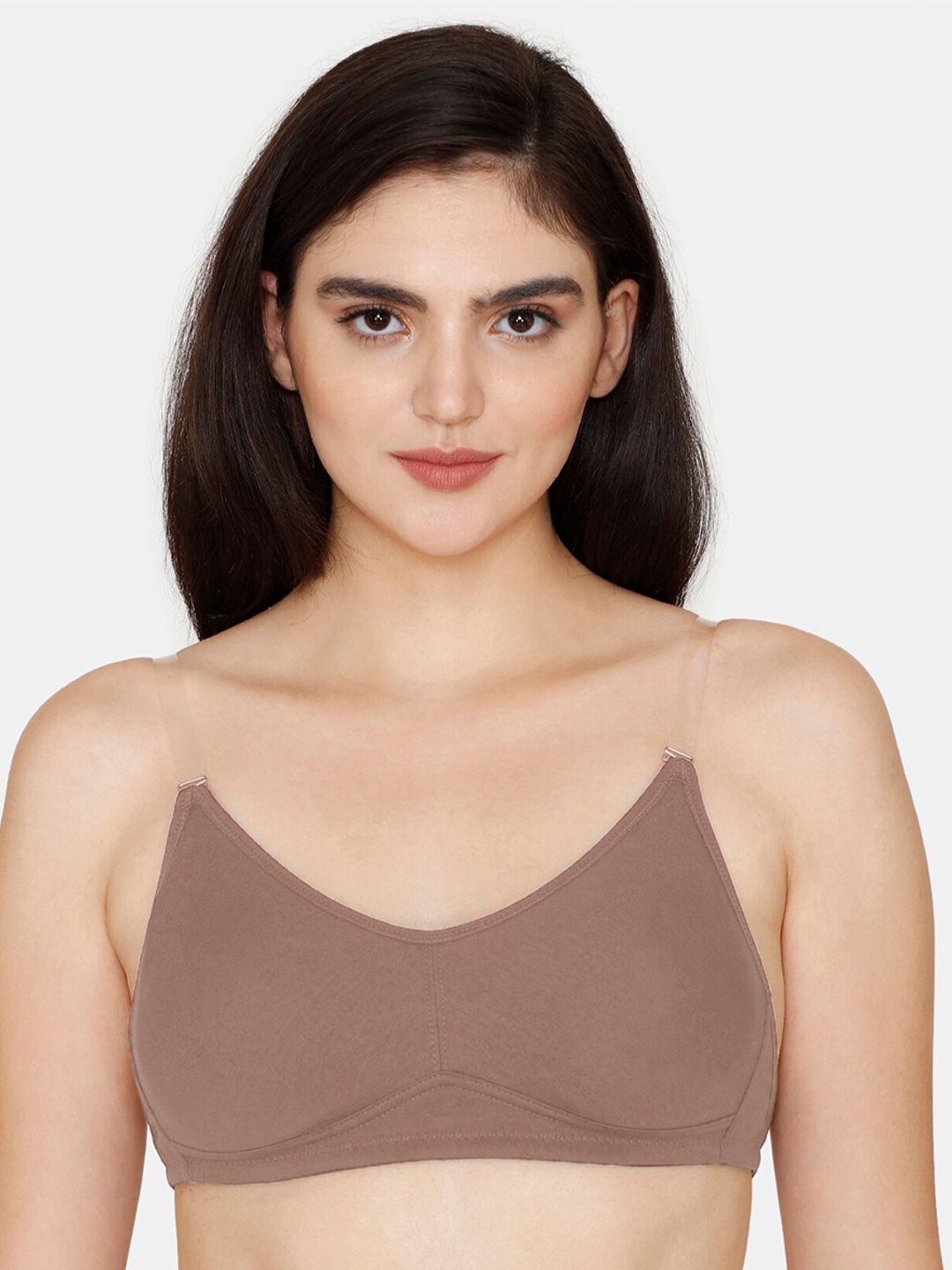 

Zivame Non-Padded Seamless Cotton T-Shirt Bra, Brown