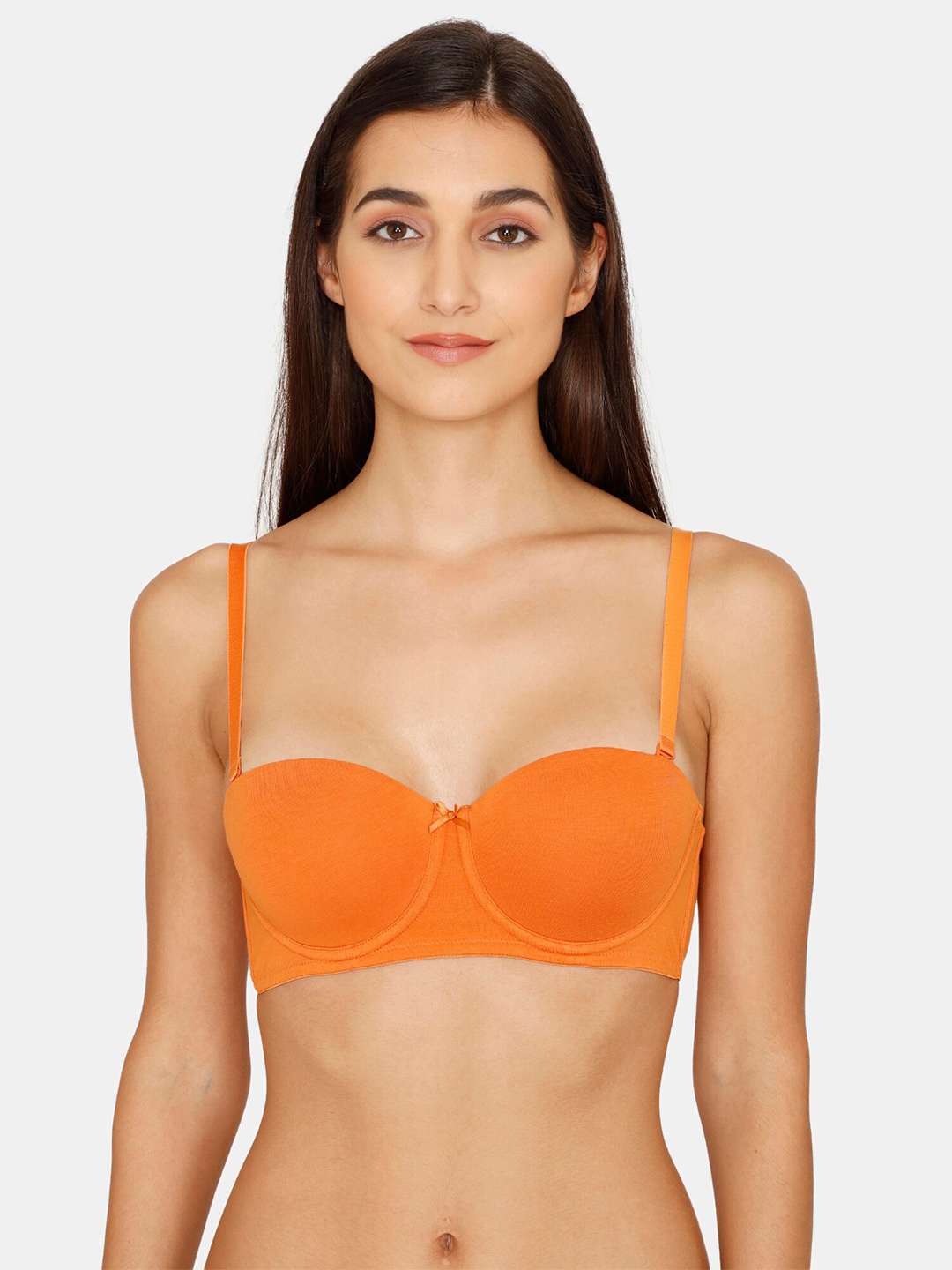 

Zivame Underwired Lightly Padded All Day Comfort Cotton Balconette Bra, Orange