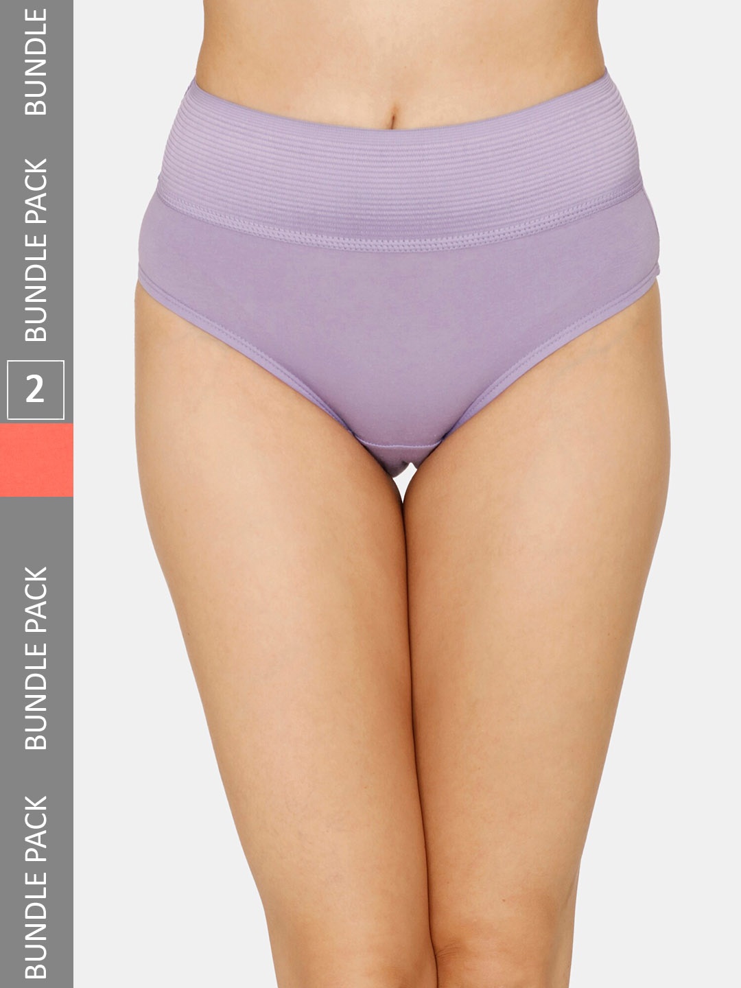 

Zivame Women Pack Of 2 High-Rise Hipster Briefs- ZI2684FASHMTGLD, Lavender