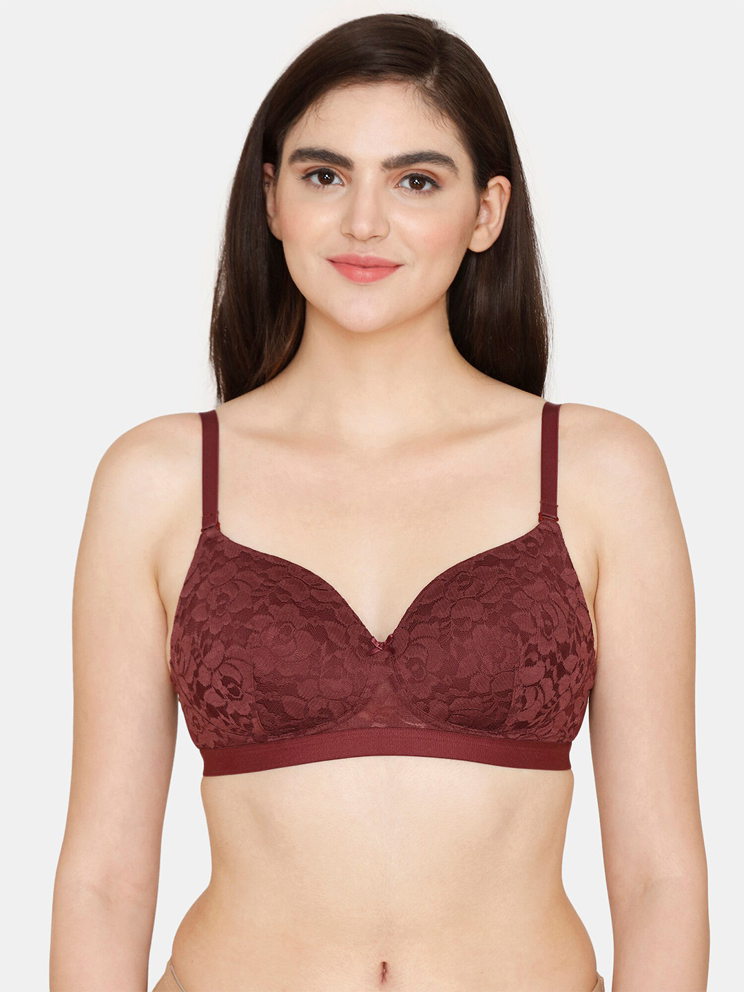 

Zivame Lightly-Padded Non-Wired All Day Comfort T-shirt Bra, Burgundy