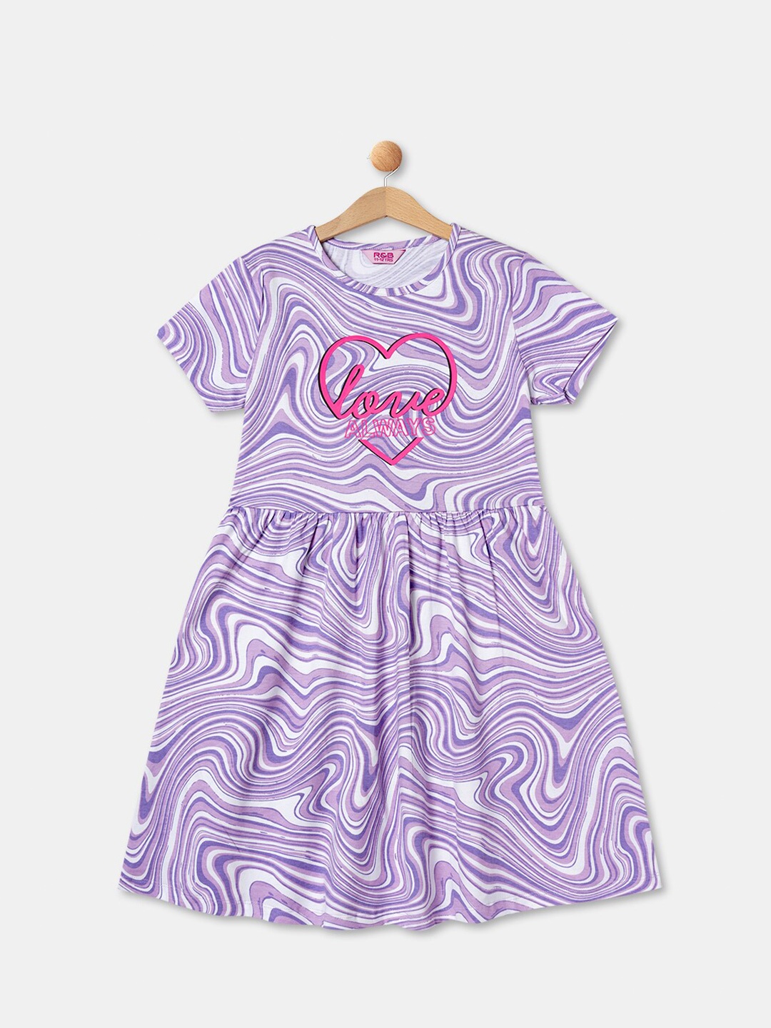 

R&B Girls Abstract Printed Fit & Flare Midi Dress, Purple