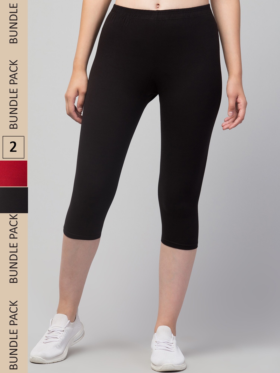 

Apraa & Parma Women Pack of 2 Skinny Fit Capris, Maroon