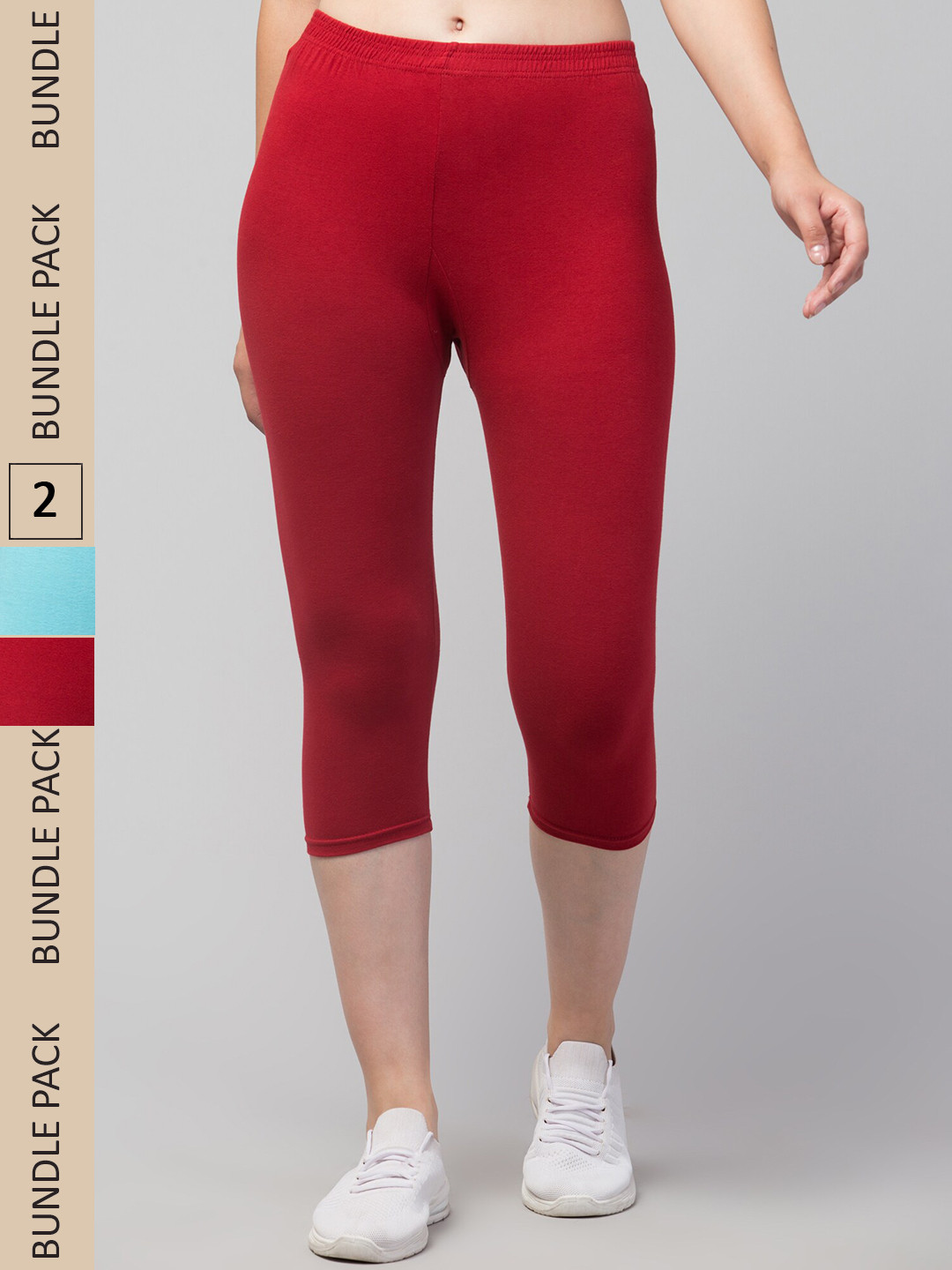 

Apraa & Parma Women Pack of 2 Skinny Fit Capris, Maroon