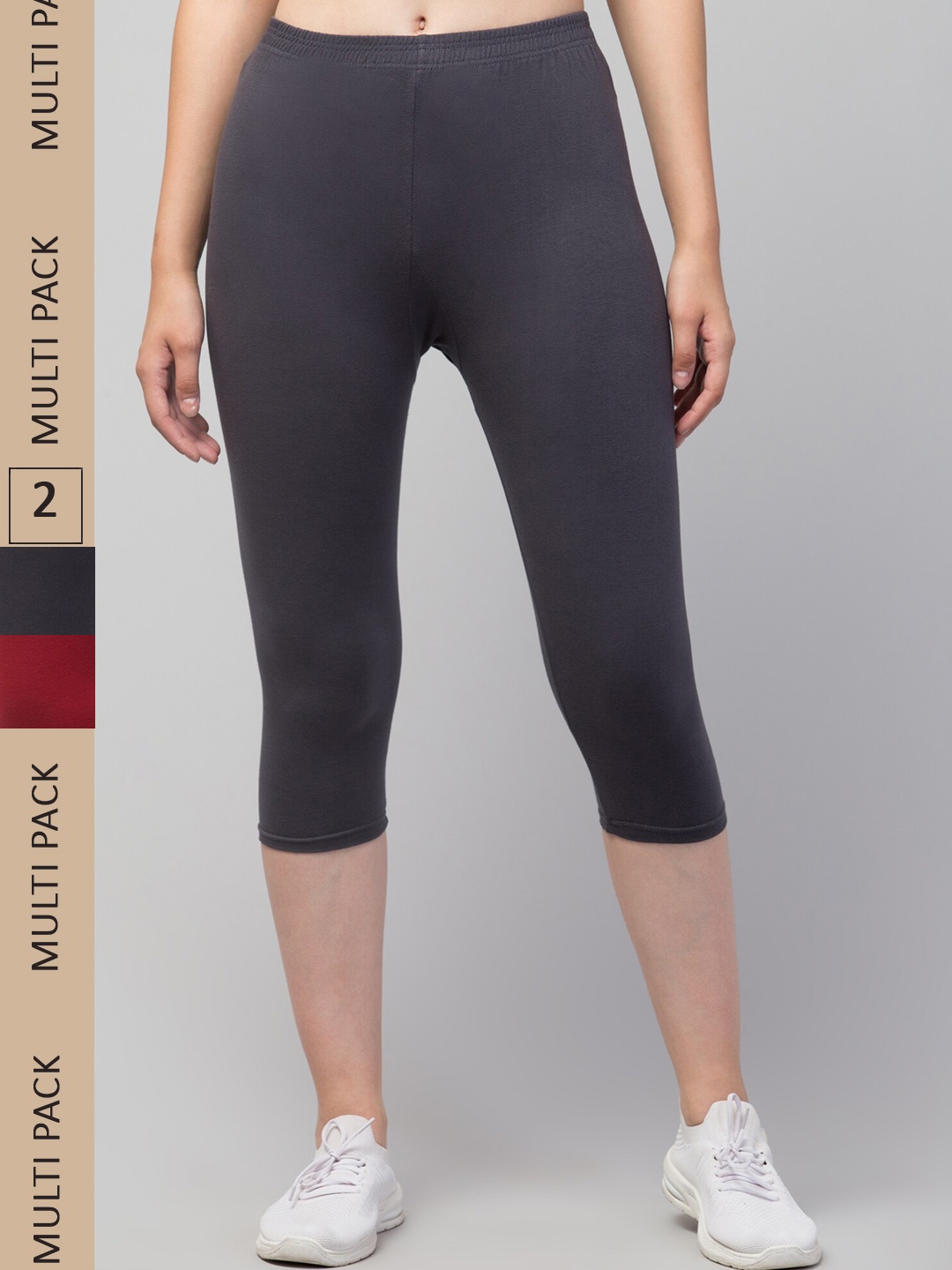 

Apraa & Parma Women Pack of 2 Skinny Fit Capris, Maroon