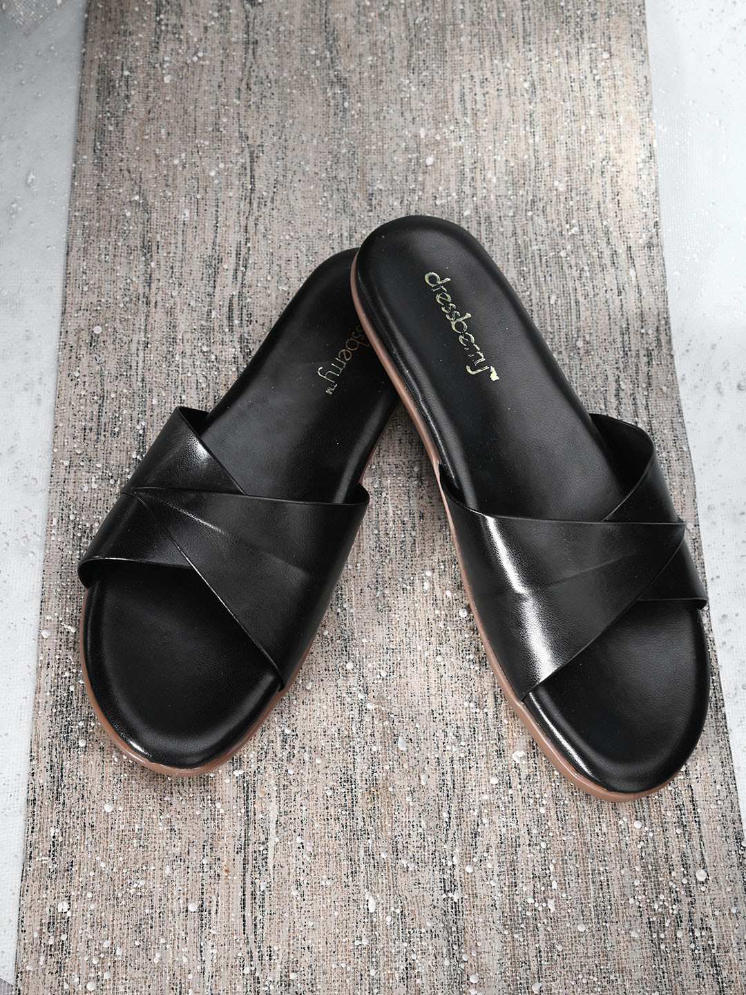 

DressBerry Women Open Toe Flats, Black