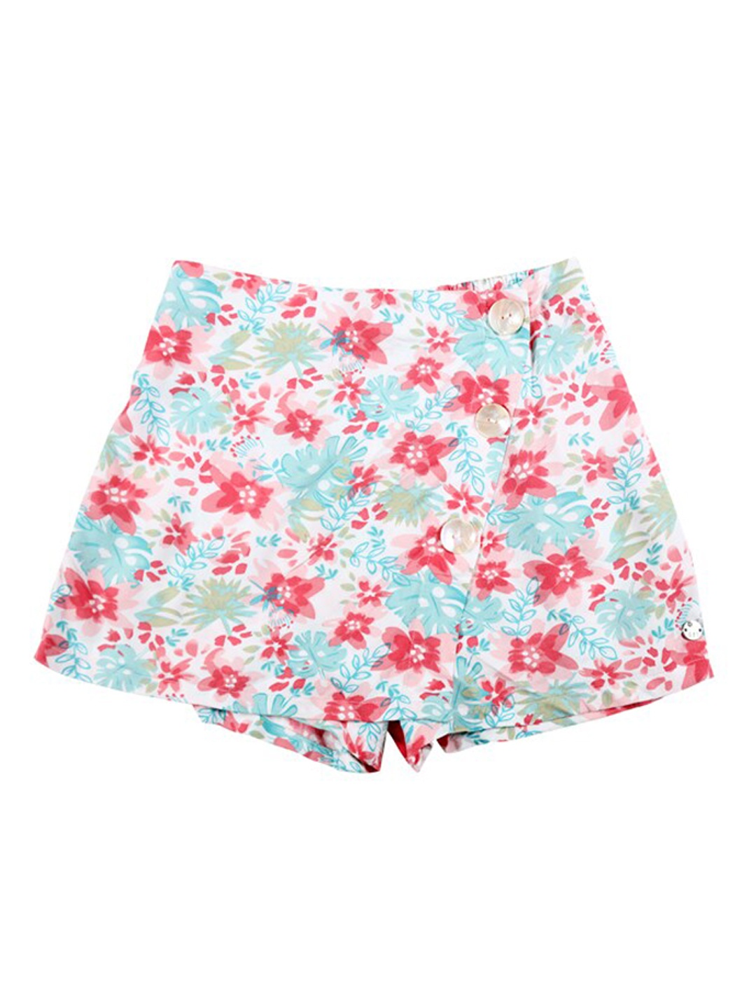 

Gini and Jony Girls Floral Printed Fixed Waist Midi A-Line Skorts, Off white