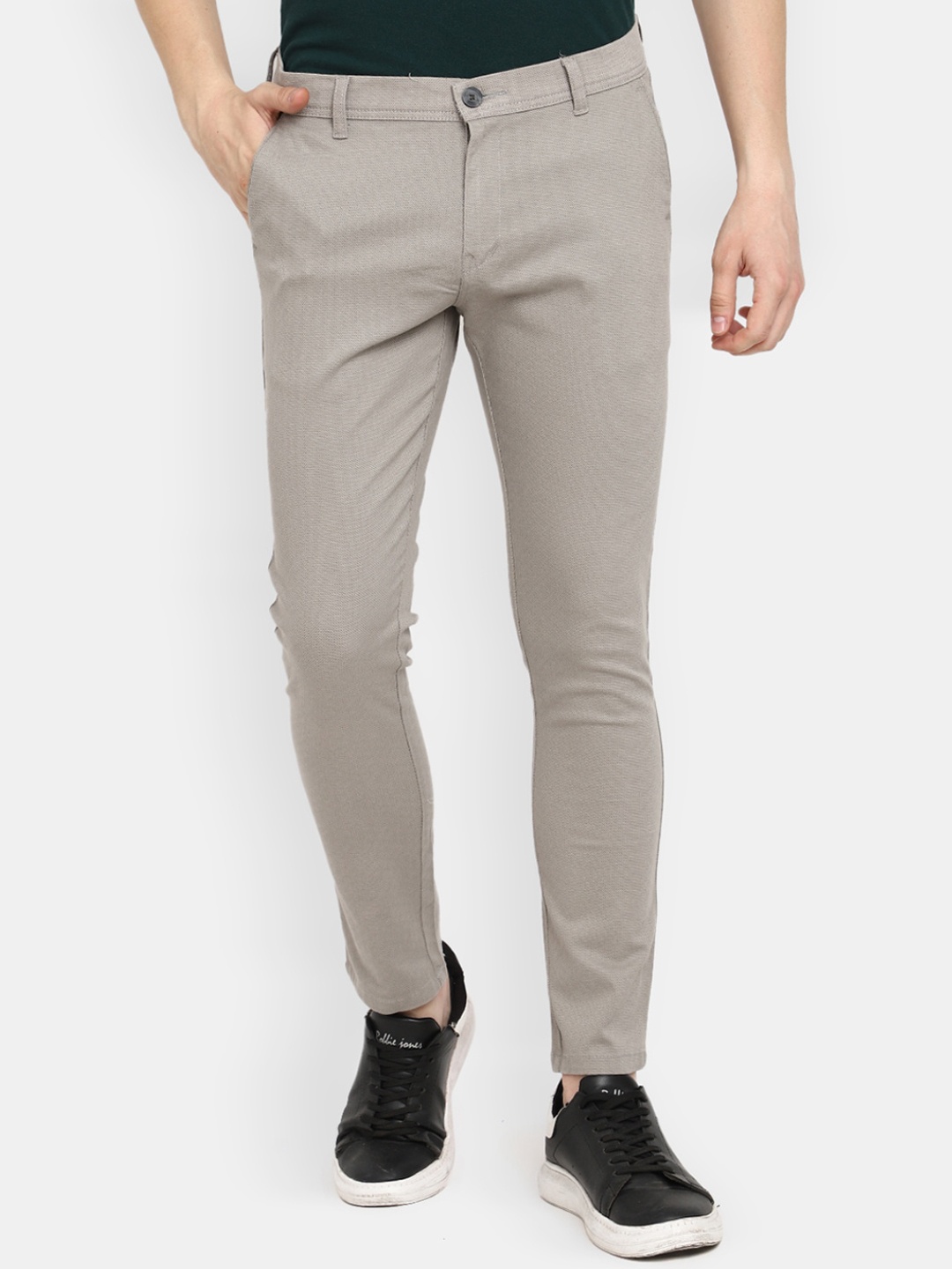 

V-Mart Men Mid-Rise Cotton Trousers, Grey