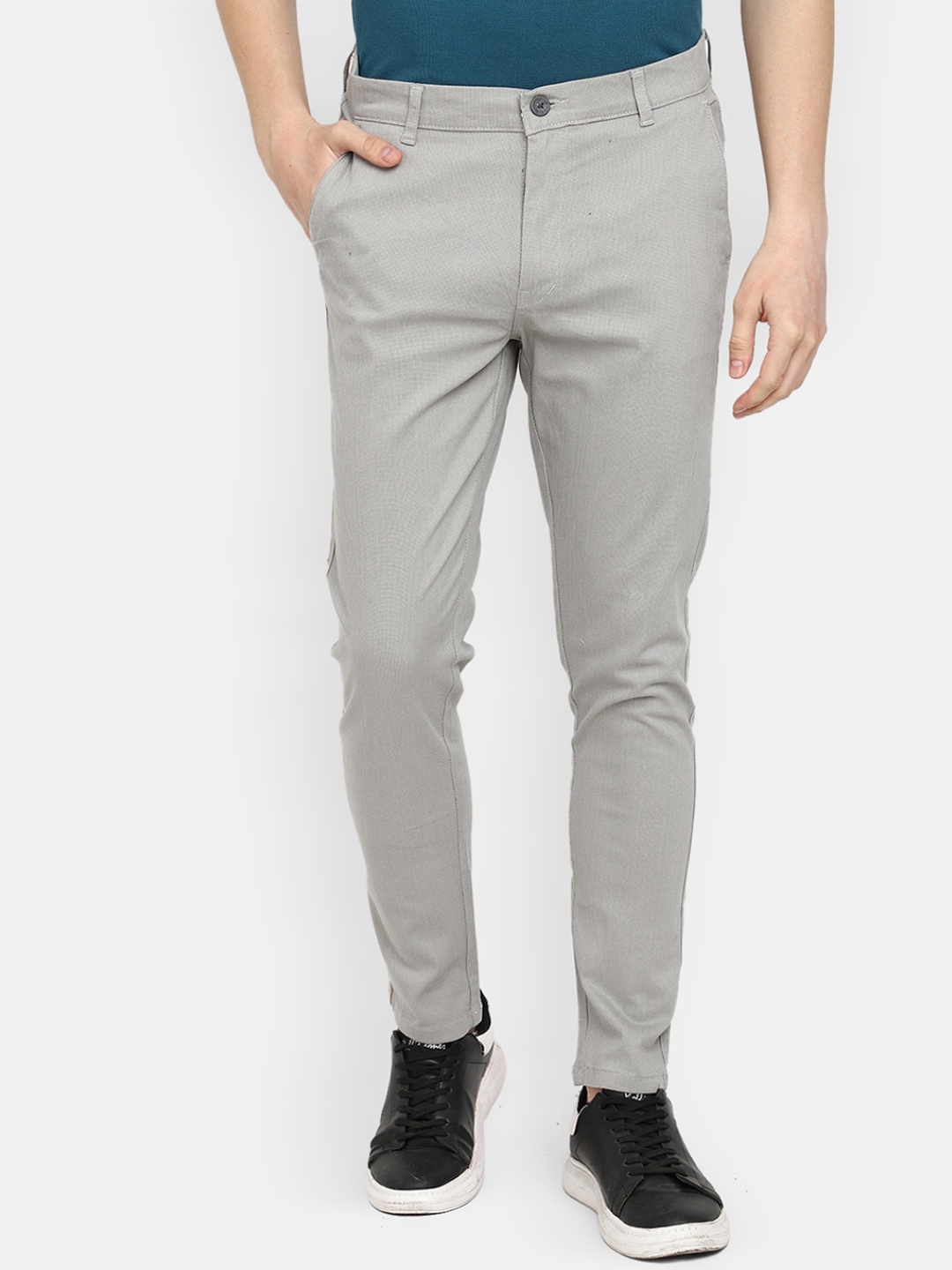 

V-Mart Men Mid-Rise Cotton Trousers, Grey