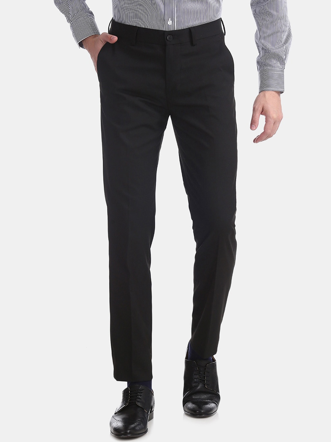 

V-Mart Men Mid-Rise Cotton Formal Trousers, Black