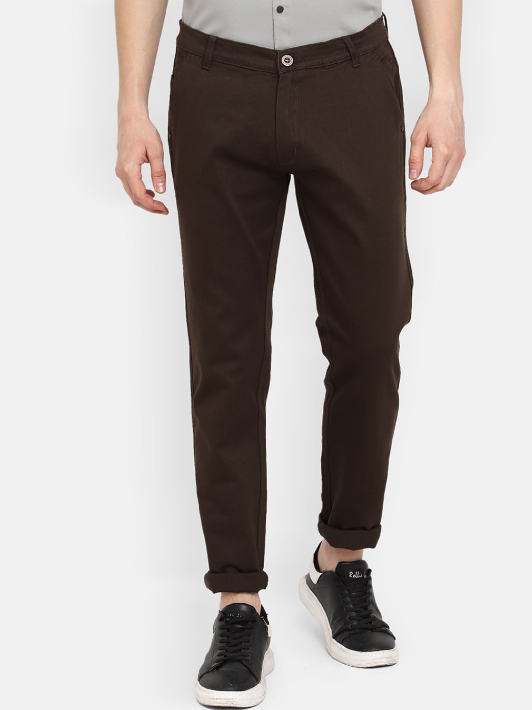 

V-Mart Men Mid-Rise Cotton Chinos, Coffee brown