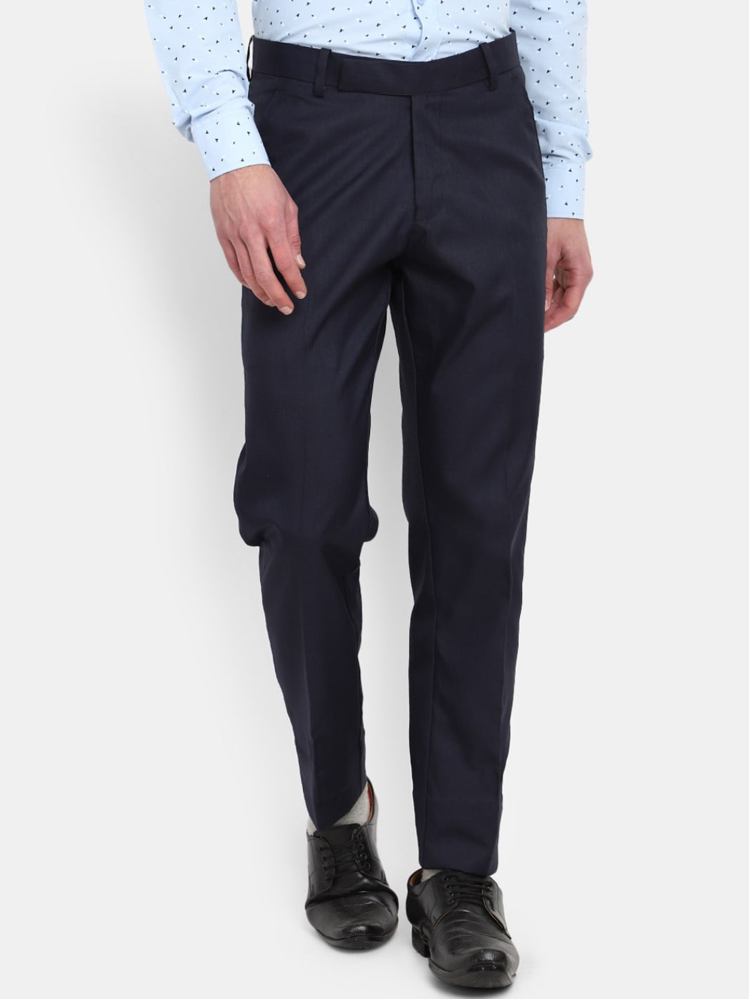 

J White by Vmart Men Mid-Rise CottonA Formal Trousers, Blue