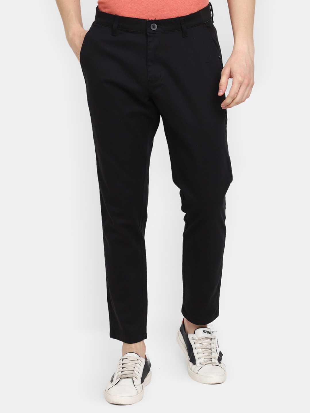 

V-Mart Men Mid-Rise Cotton Trousers, Black