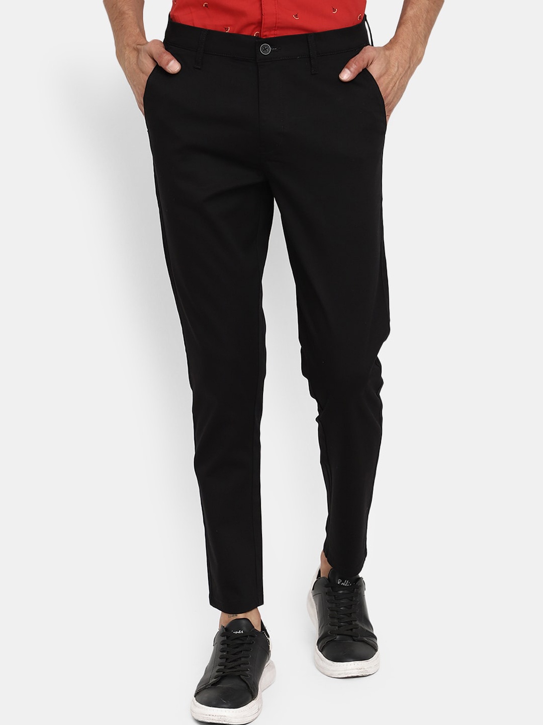 

V-Mart Men Mid-Rise Cotton Trousers, Black