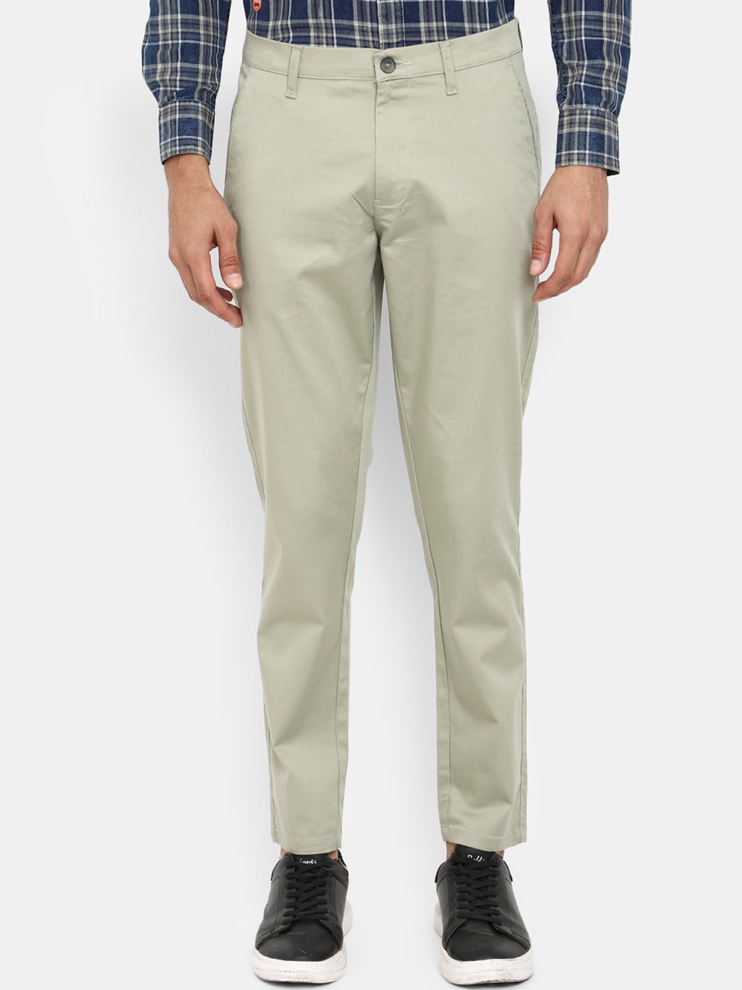 

V-Mart Men Mid-Rise Cotton Trousers, Green