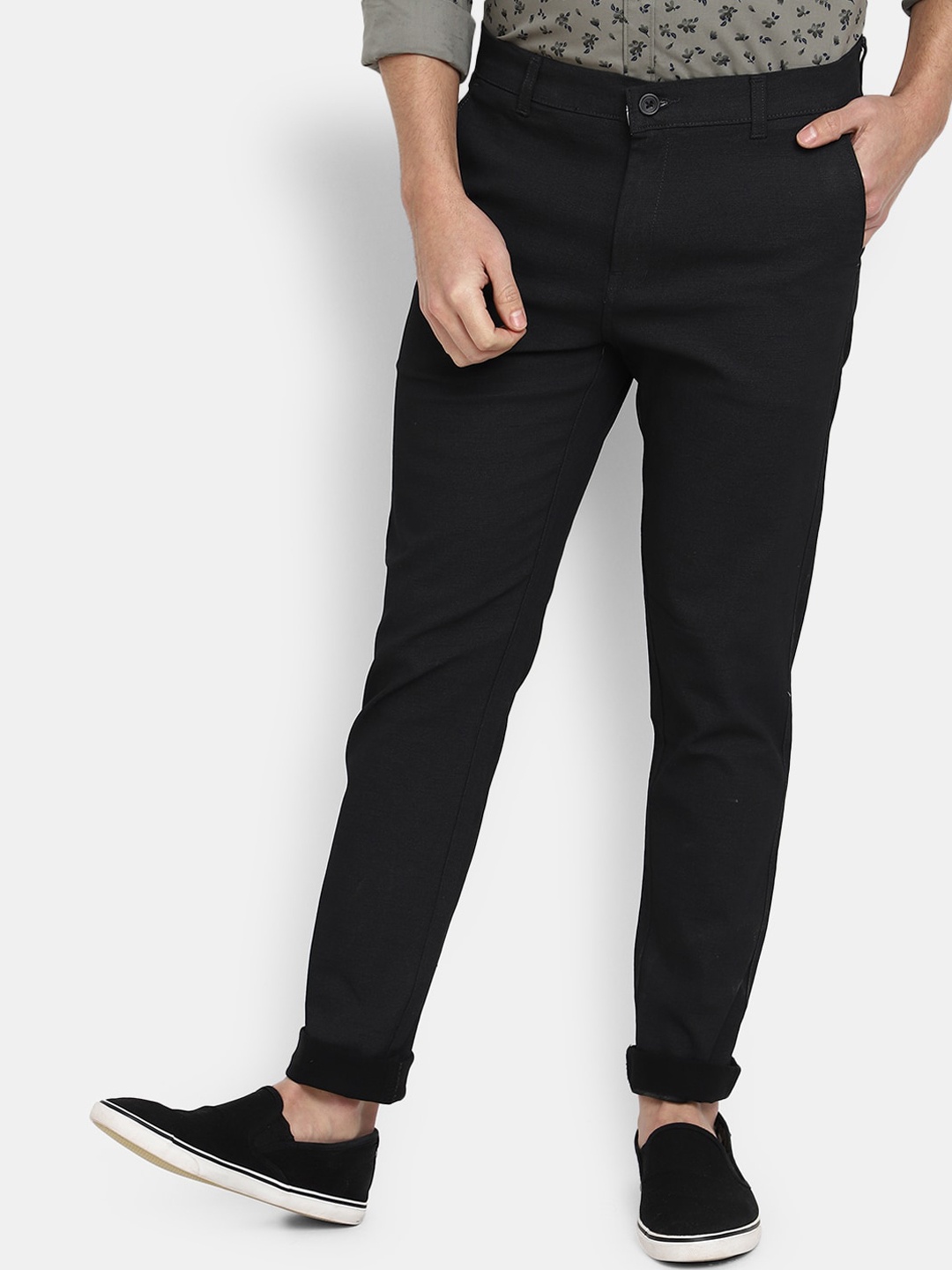 

V-Mart Men Mid-Rise Cotton Chinos, Black