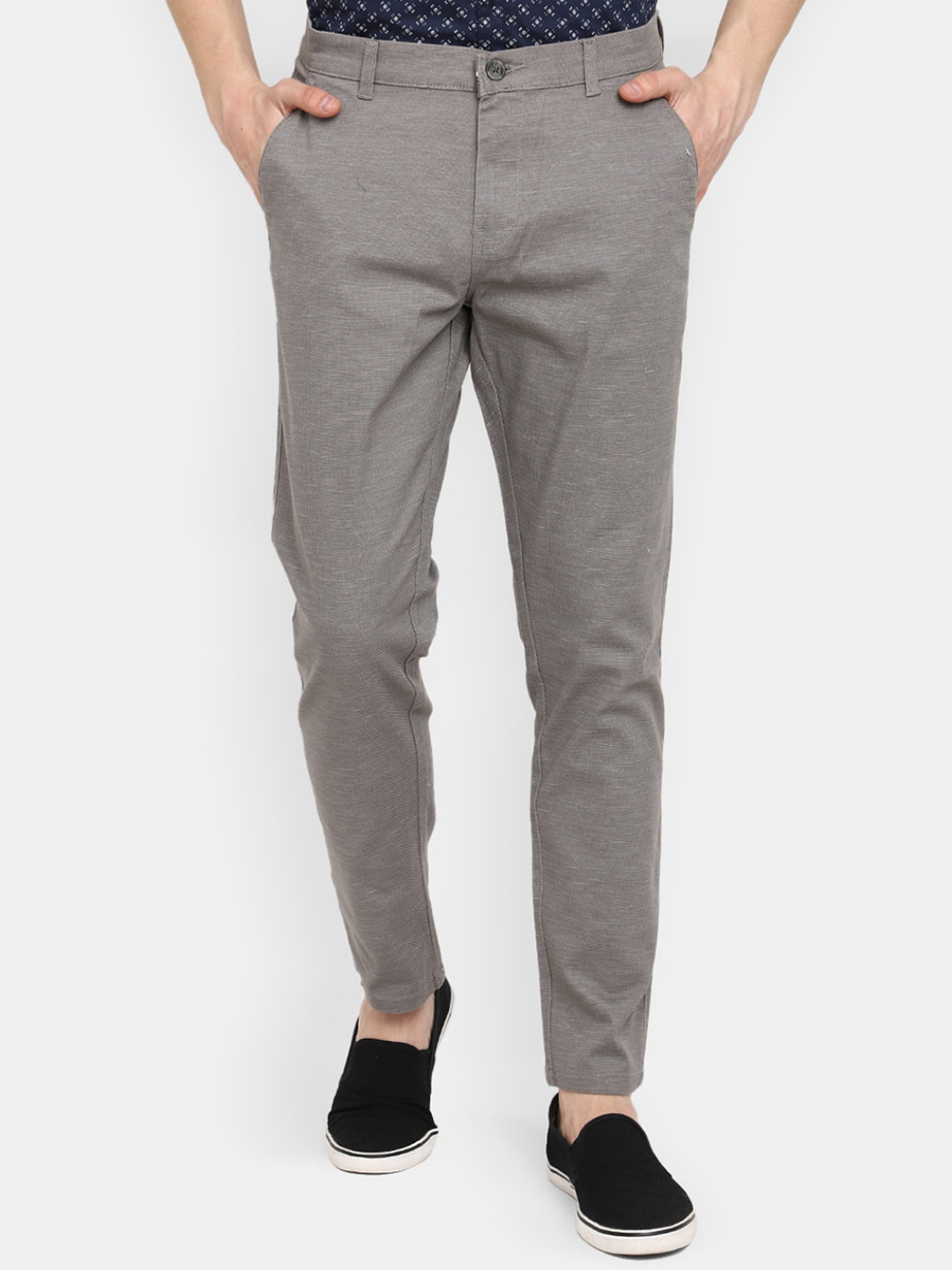 

V-Mart Men Mid-Rise Cotton Trousers, Grey