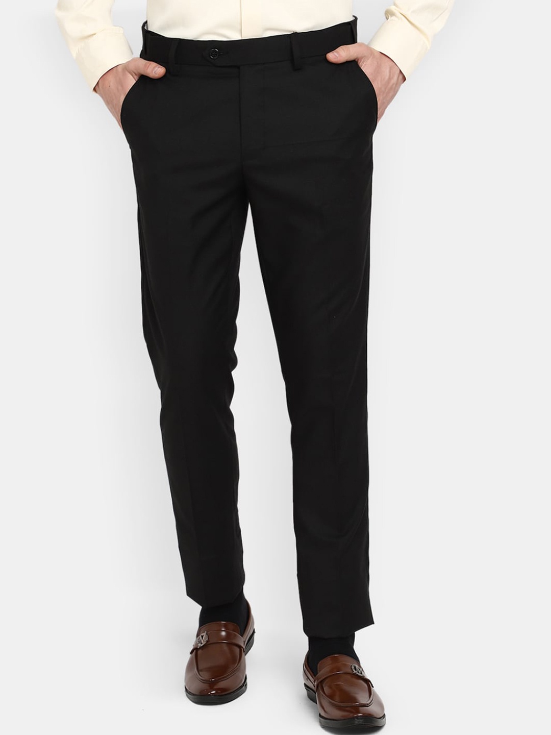 

J White by Vmart Men Mid-Rise CottonA Formal Trousers, Black