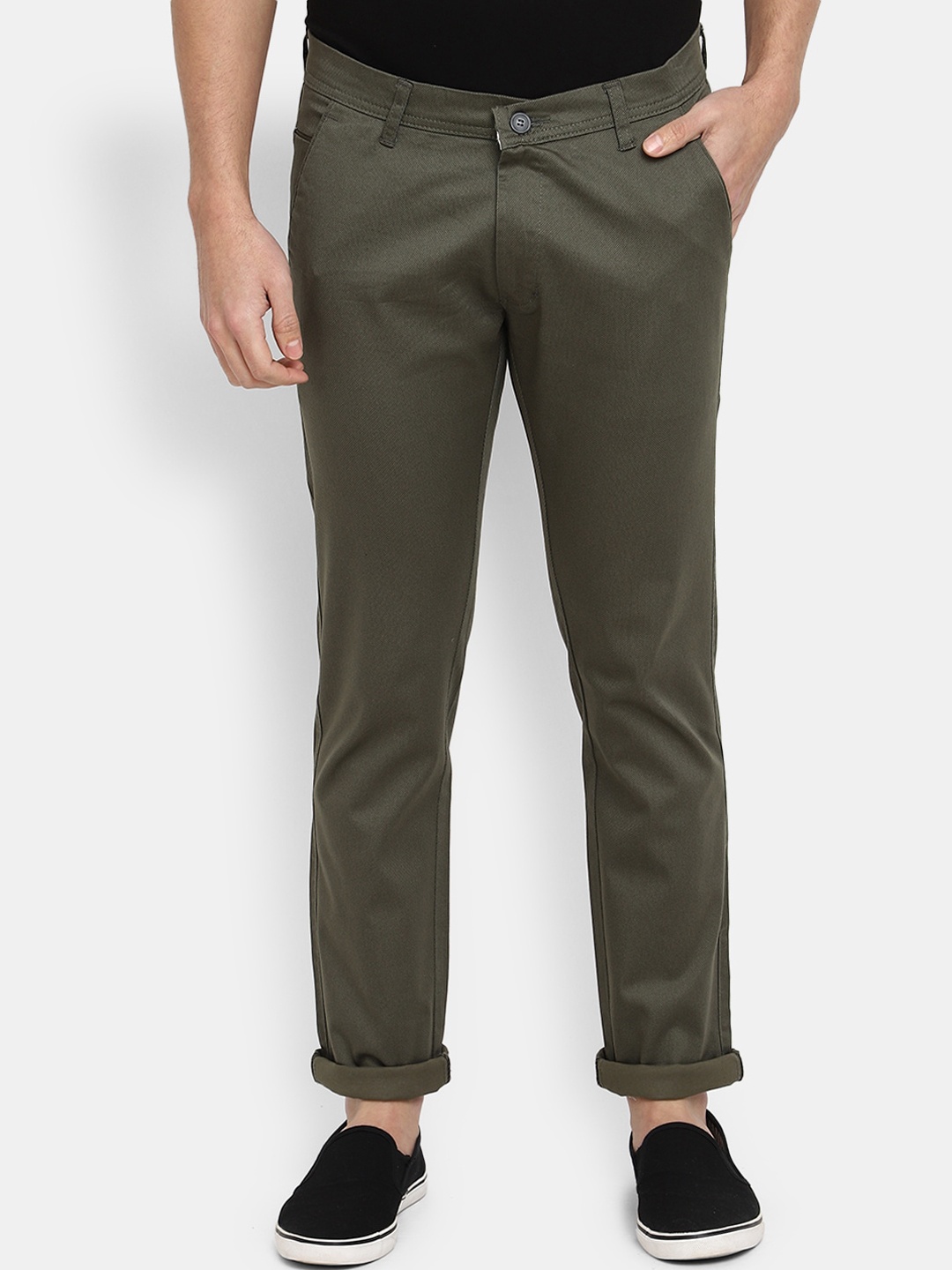

V-Mart Men Olive Green Chinos Trousers
