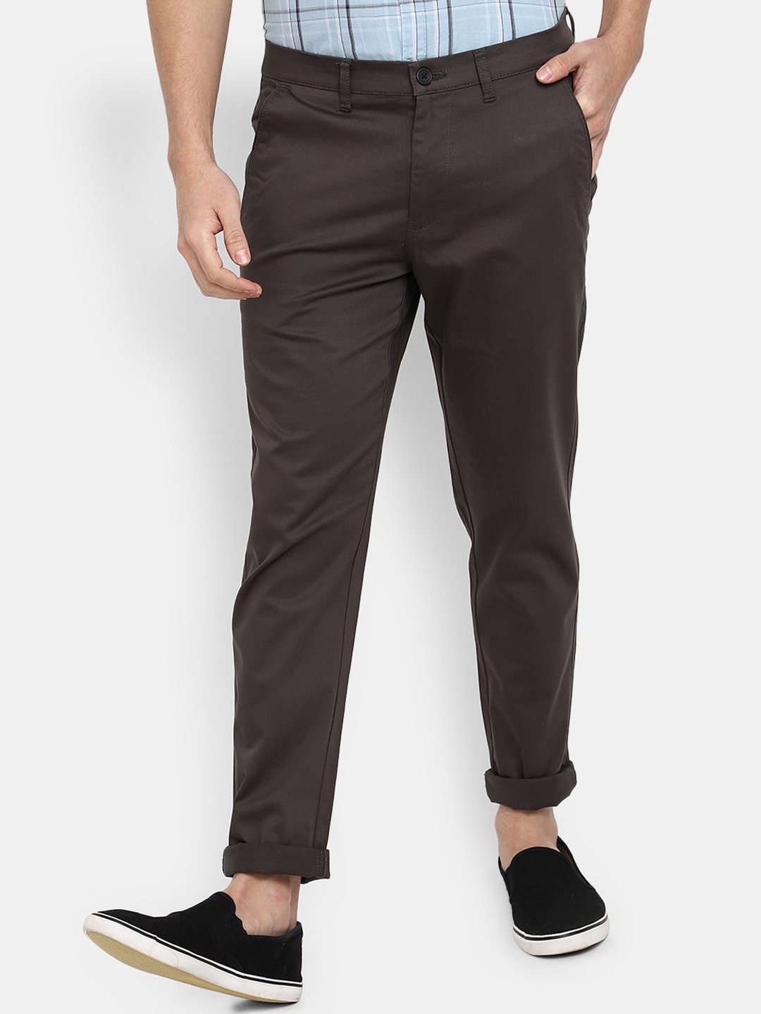 

V-Mart Men Mid-Rise Cotton Chinos, Charcoal