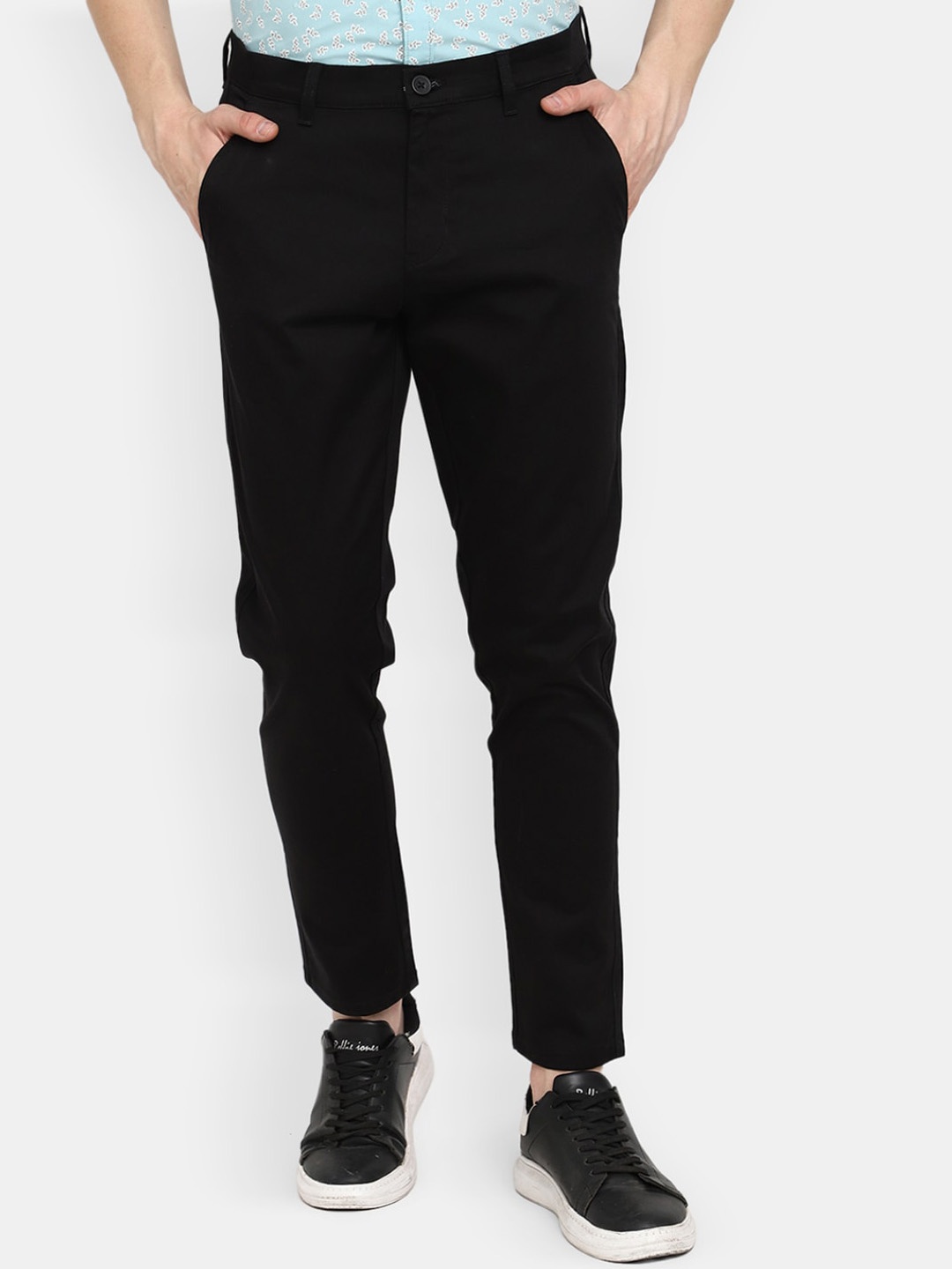 

V-Mart Men Mid-Rise Cotton Trousers, Black