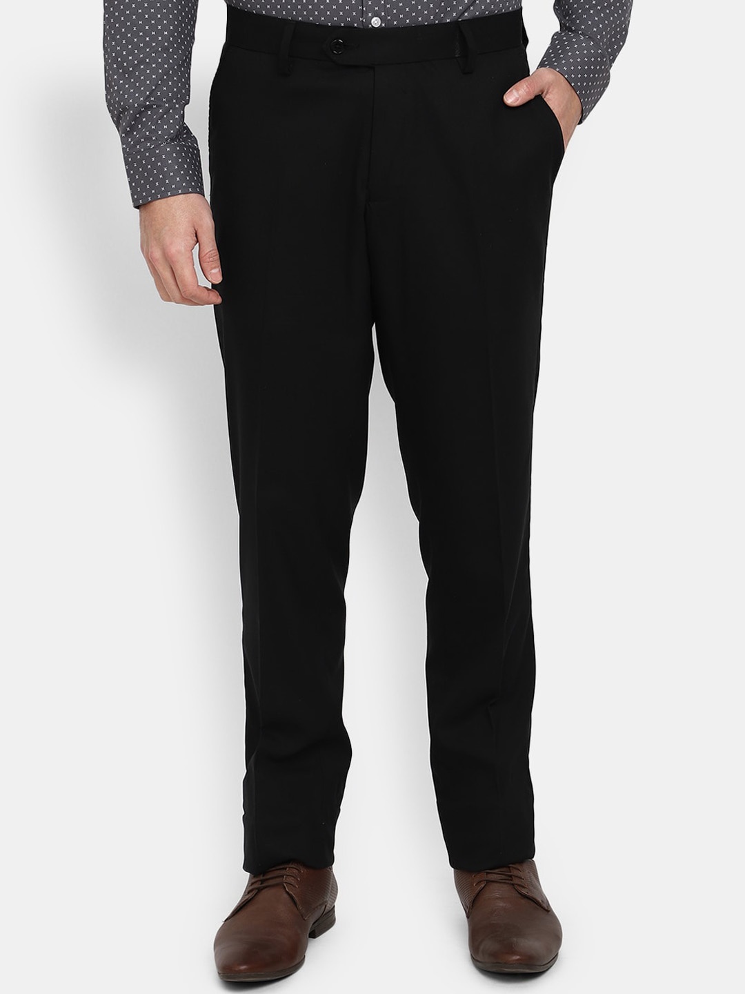 

J White by Vmart Men Mid-Rise CottonA Formal Trousers, Black