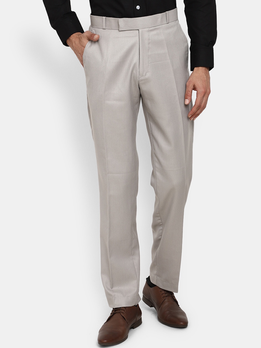 

J White by Vmart Men Mid-Rise CottonA Formal Trousers, Grey