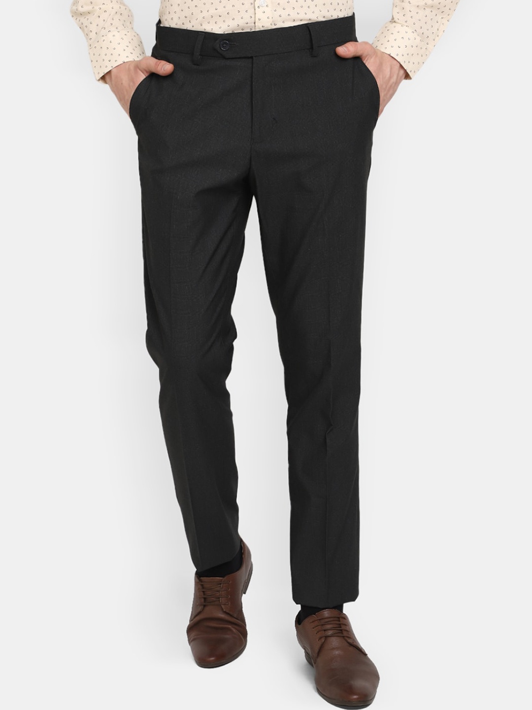 

J White by Vmart Men Mid-Rise CottonA Formal Trousers, Black