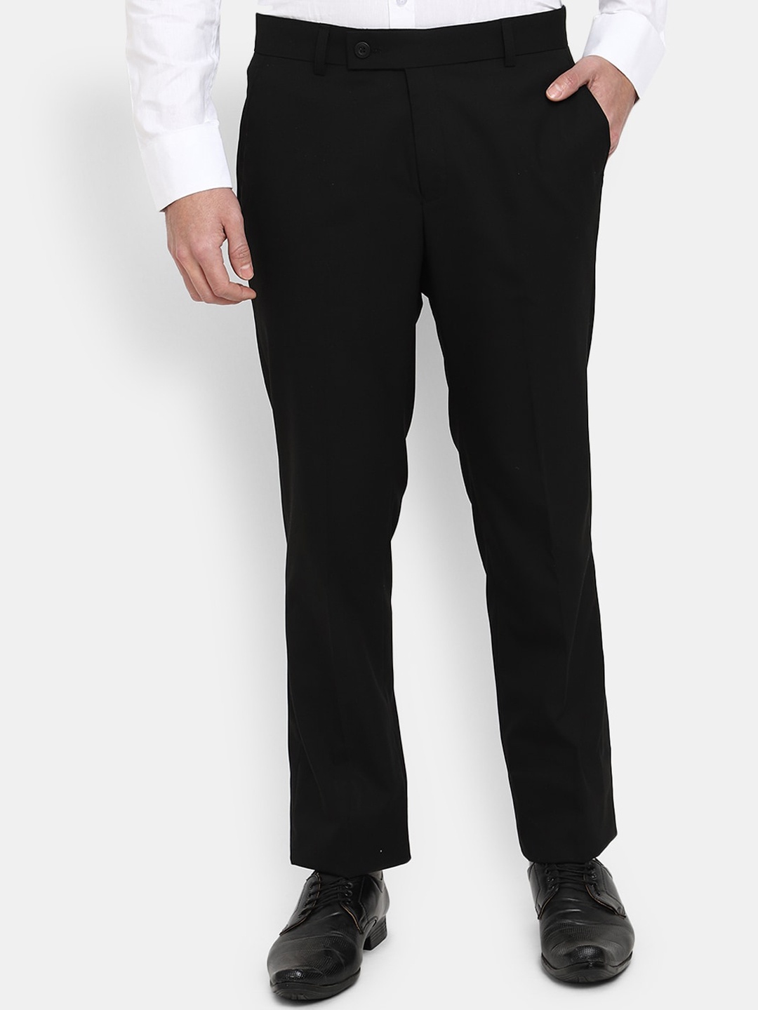 

V-Mart Men Mid-Rise Cotton Formal Trousers, Black