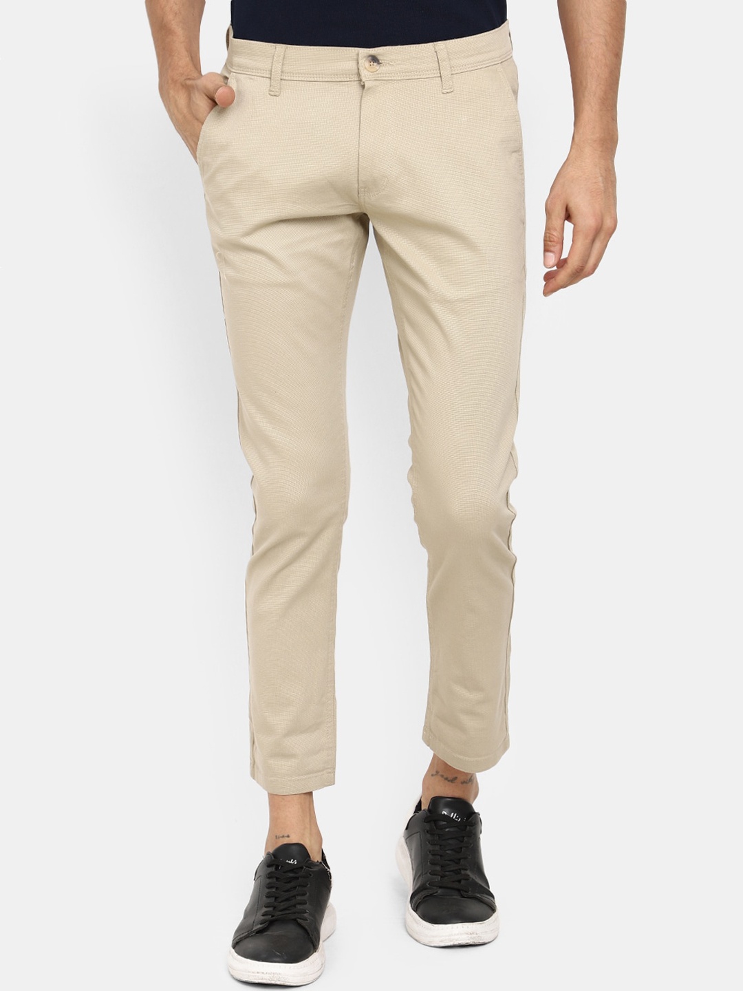 

V-Mart Men Mid-Rise Cotton Trousers, Beige