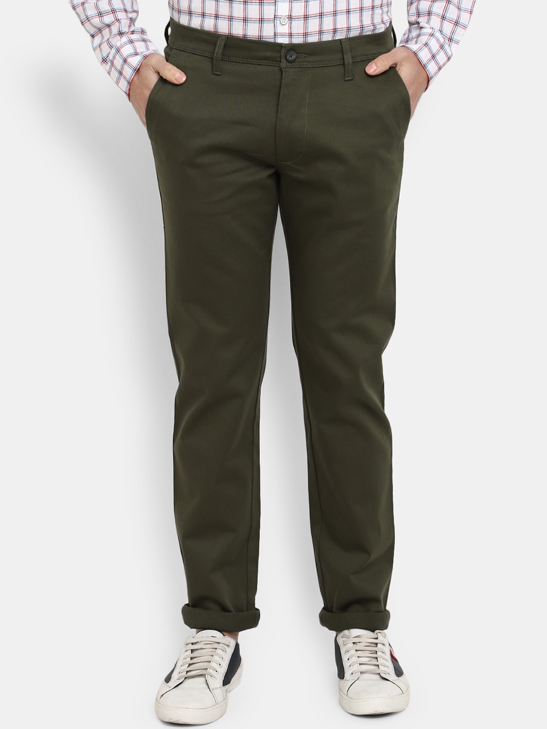 

V-Mart Men Mid-Rise Cotton Chinos, Olive