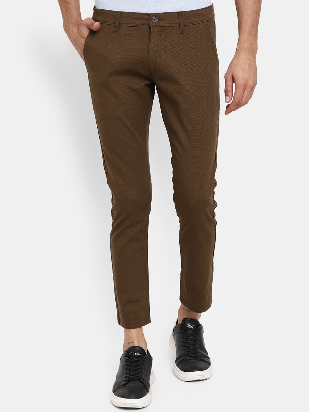 

V-Mart Men Mid-Rise Cotton Trousers, Brown