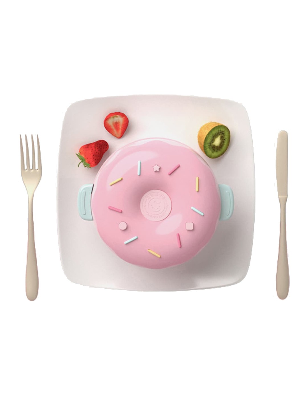 

Little Surprise Box LLP Kids Pink & Blue Textured Donut-Shaped Double Insulated Lunch Box