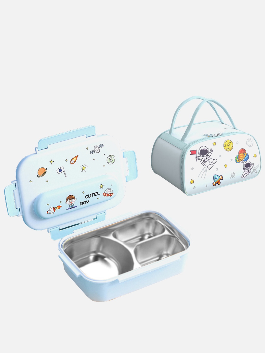 

Little Surprise Box LLP Kids Blue & White Printed Lunch Box With Cover