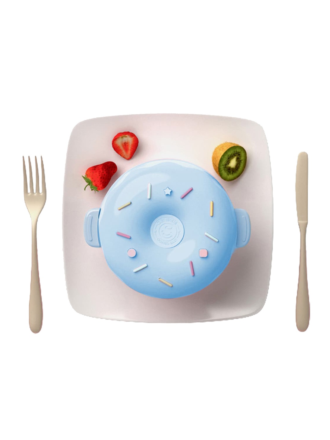 

Little Surprise Box LLP Kids Blue Textured Donut-Shaped Double Insulated Lunch Box
