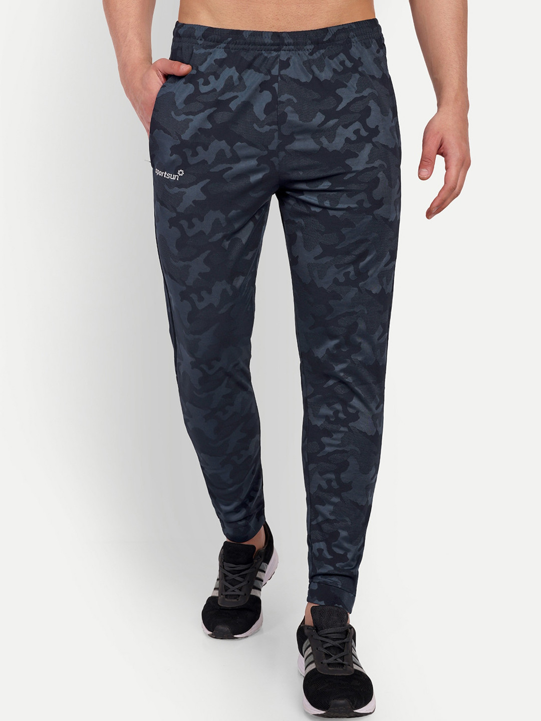 

SPORT SUN Men Camouflage Printed Fleece Track Pants, Navy blue