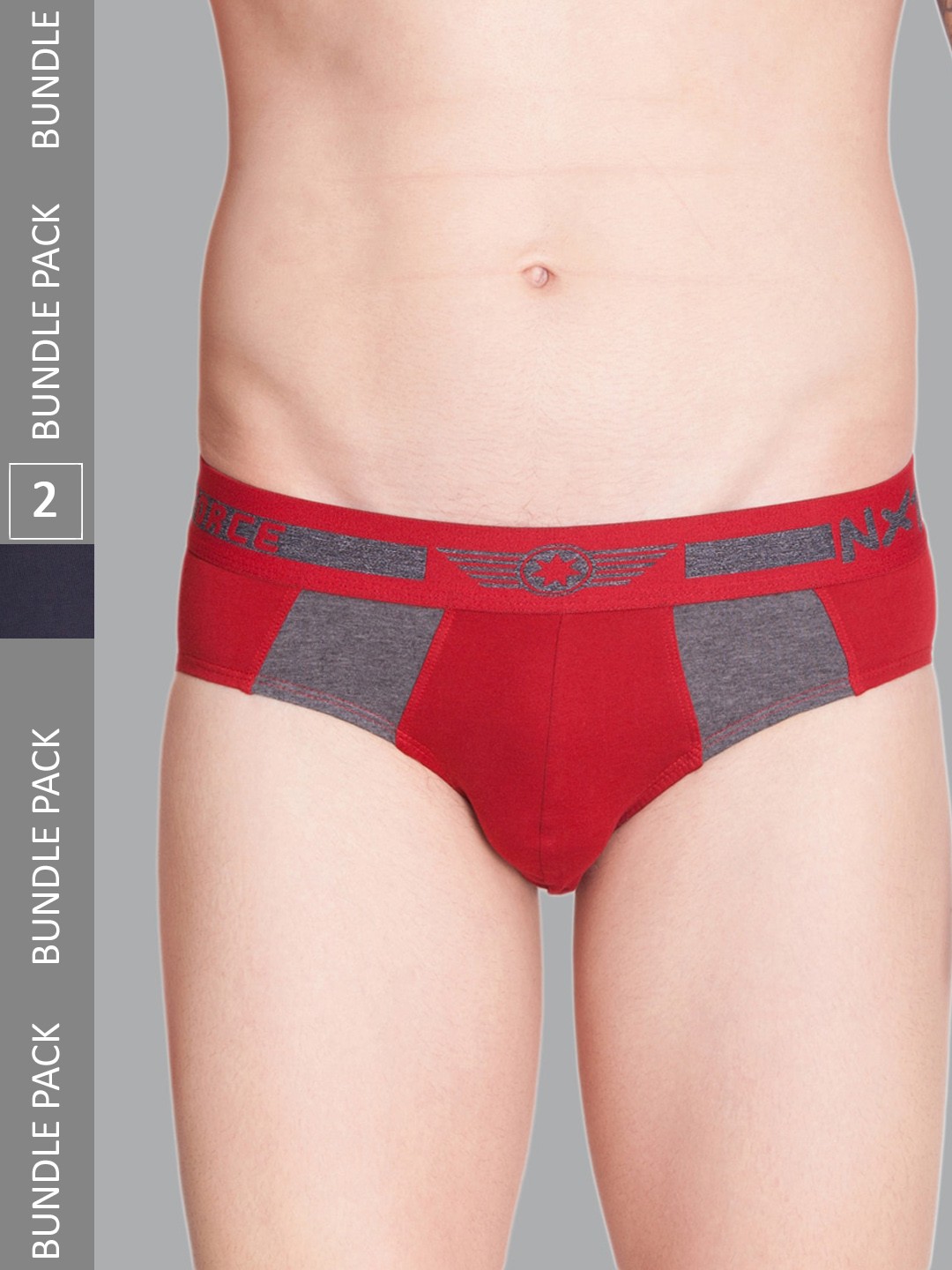 

Force NXT Men Pack Of 2 Colourblocked Cotton Basic Briefs-MNFF-112-R3-NAVY-RED-PO2