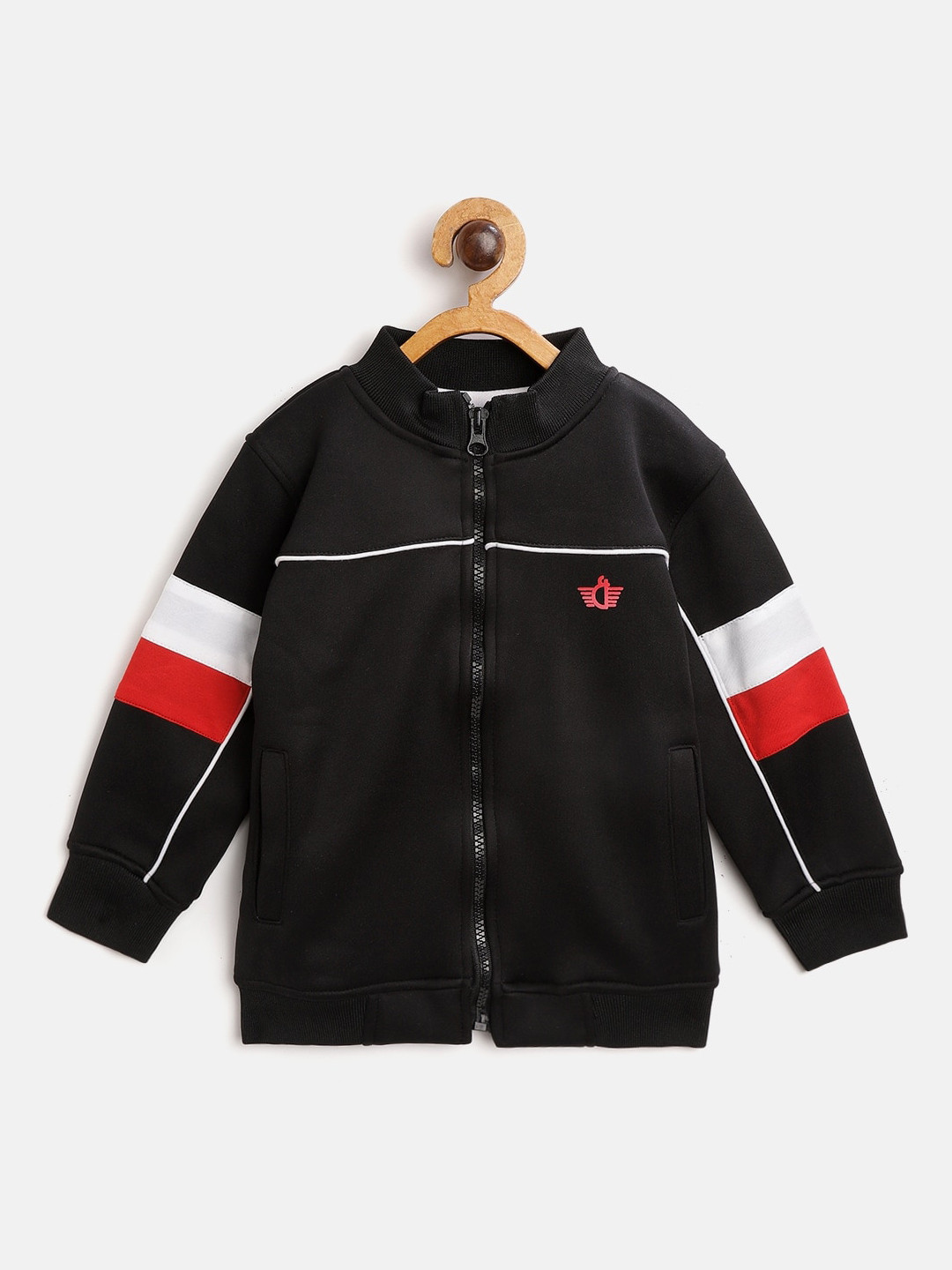 

Gini and Jony Boys Colourblocked Fleece Bomber Jacket, Black