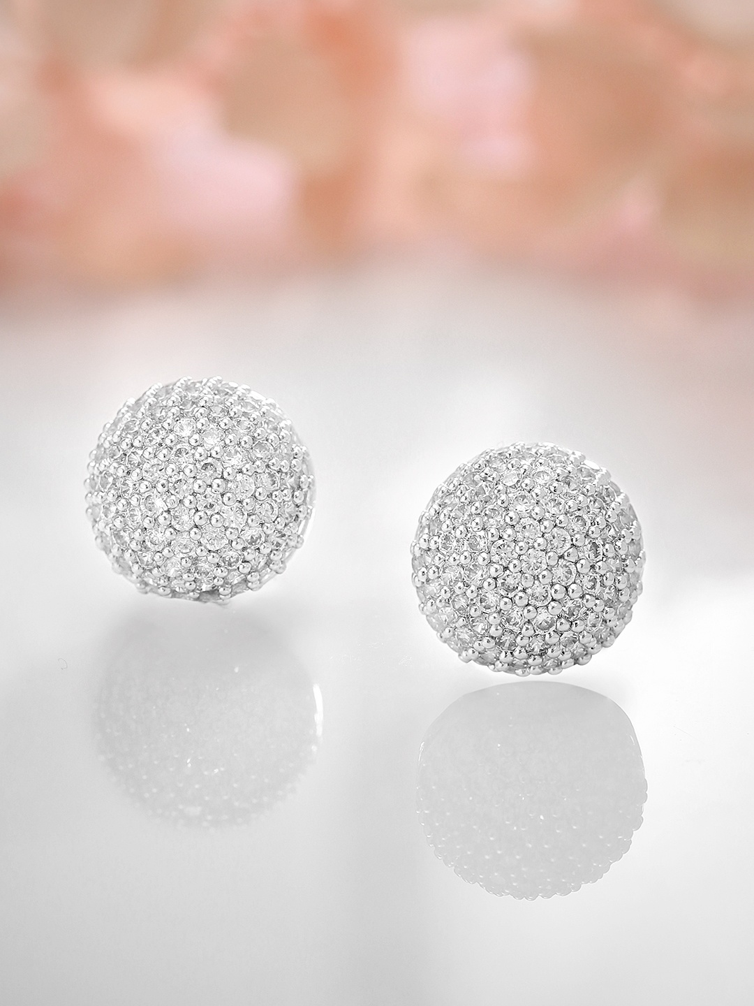 

Rubans Silver Plated Circular Stud Earrings with Sparkling CZ Studs