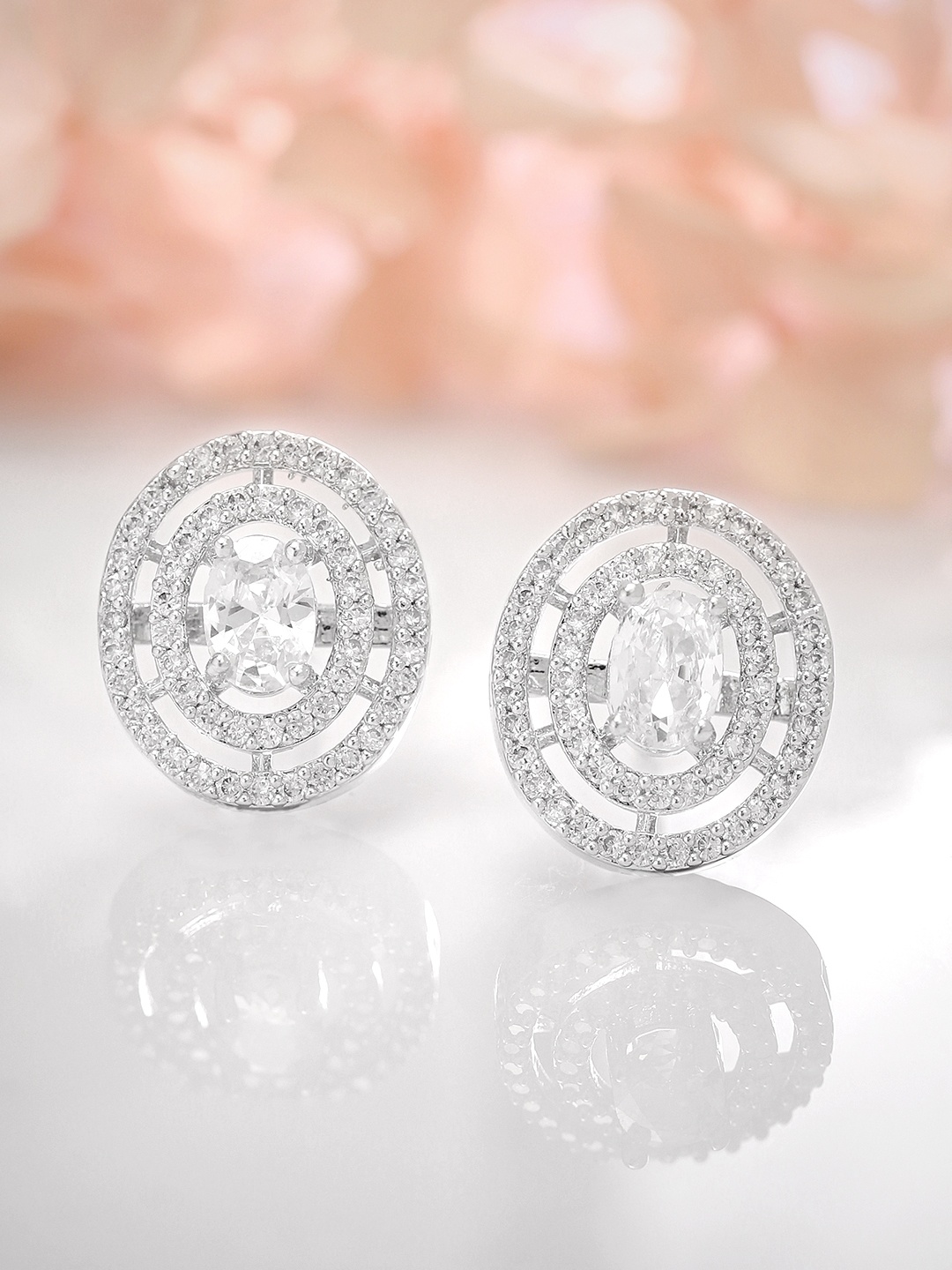 

Rubans Silver-Toned Circular Studs Earrings