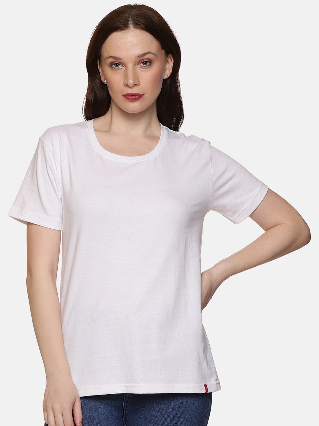 

NOT YET by us Round Neck Cotton T-shirt, White