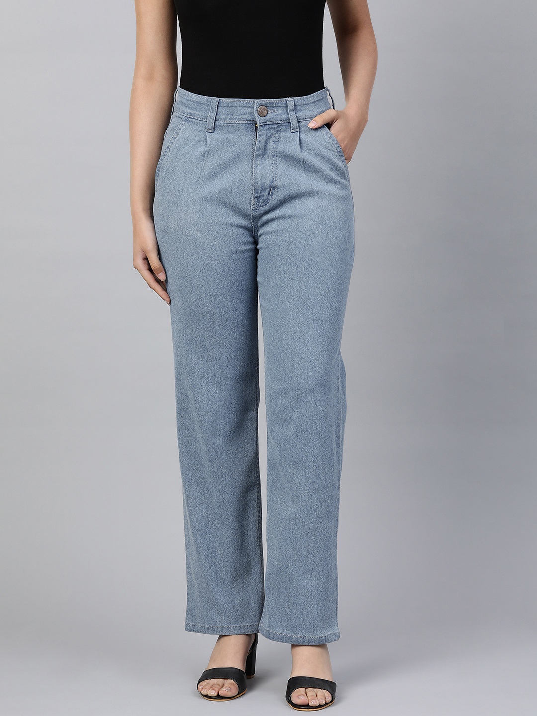 

ADBUCKS Straight Fit High-Rise Jeans, Blue