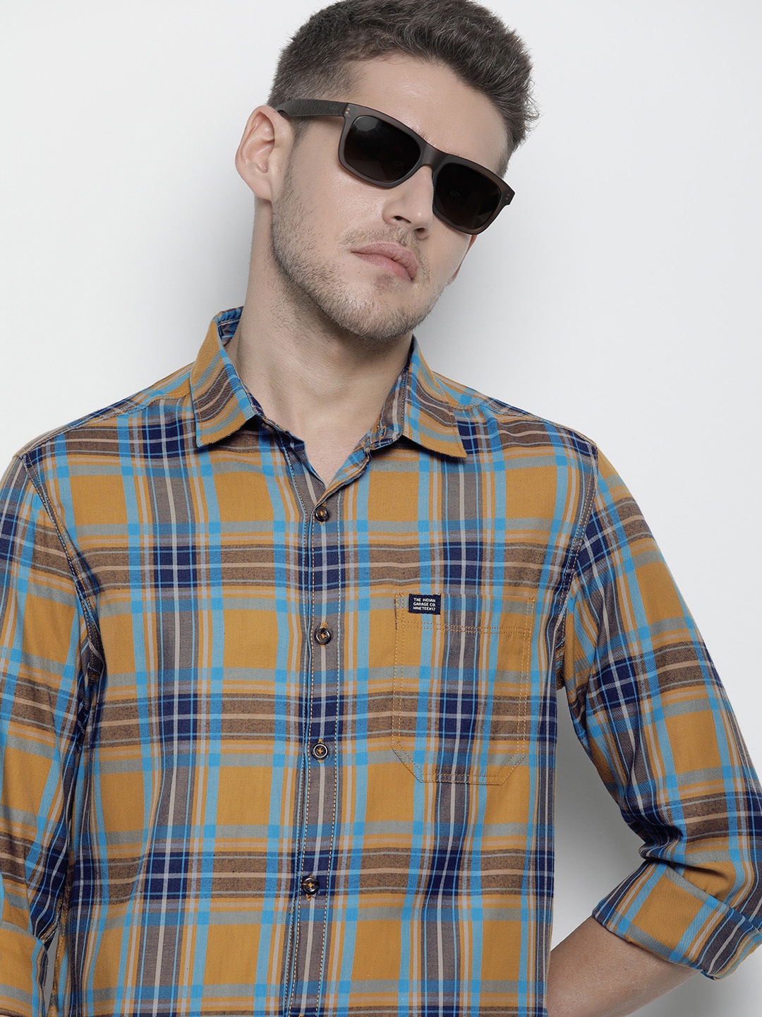 

The Indian Garage Co Smart Slim Fit Opaque Checked Casual Shirt, Brown