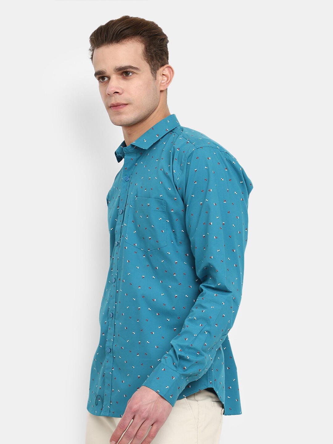 

V-Mart Micro Ditsy Printed Cotton Casual Shirt, Blue