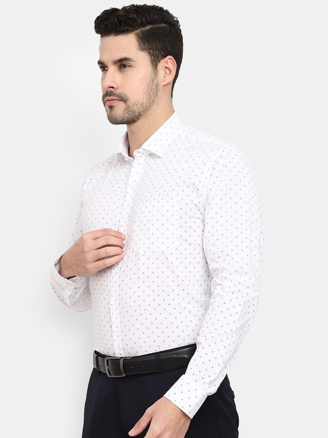 

V-Mart Micro Ditsy Printed Cotton Formal Shirt, White
