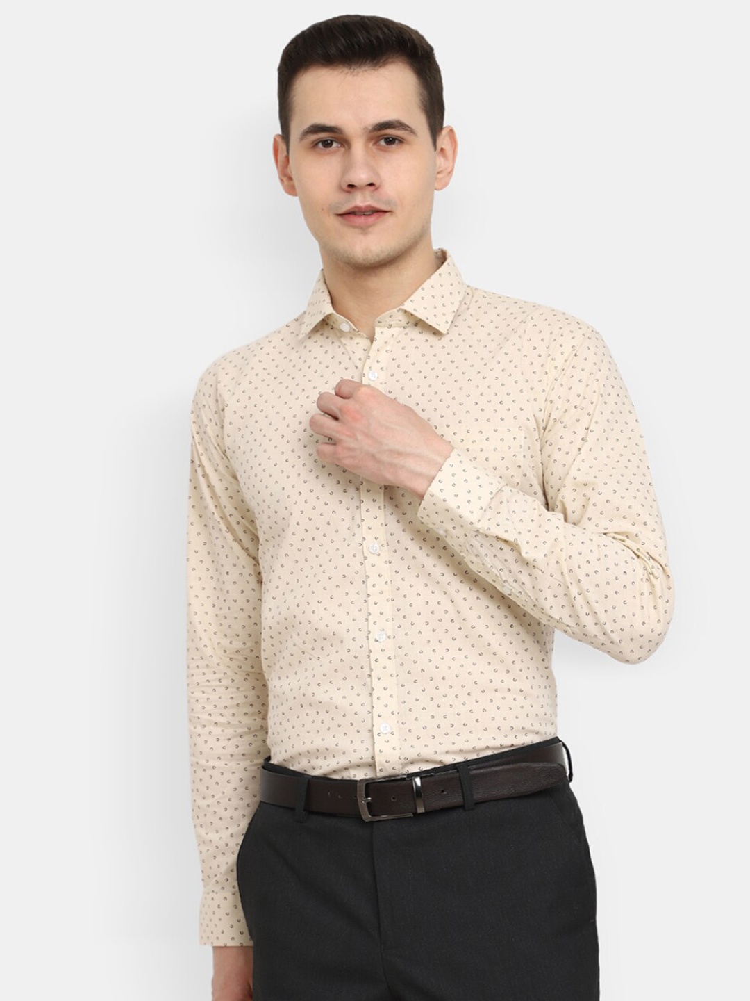 

V-Mart Micro Ditsy Printed Cotton Formal Shirt, Beige