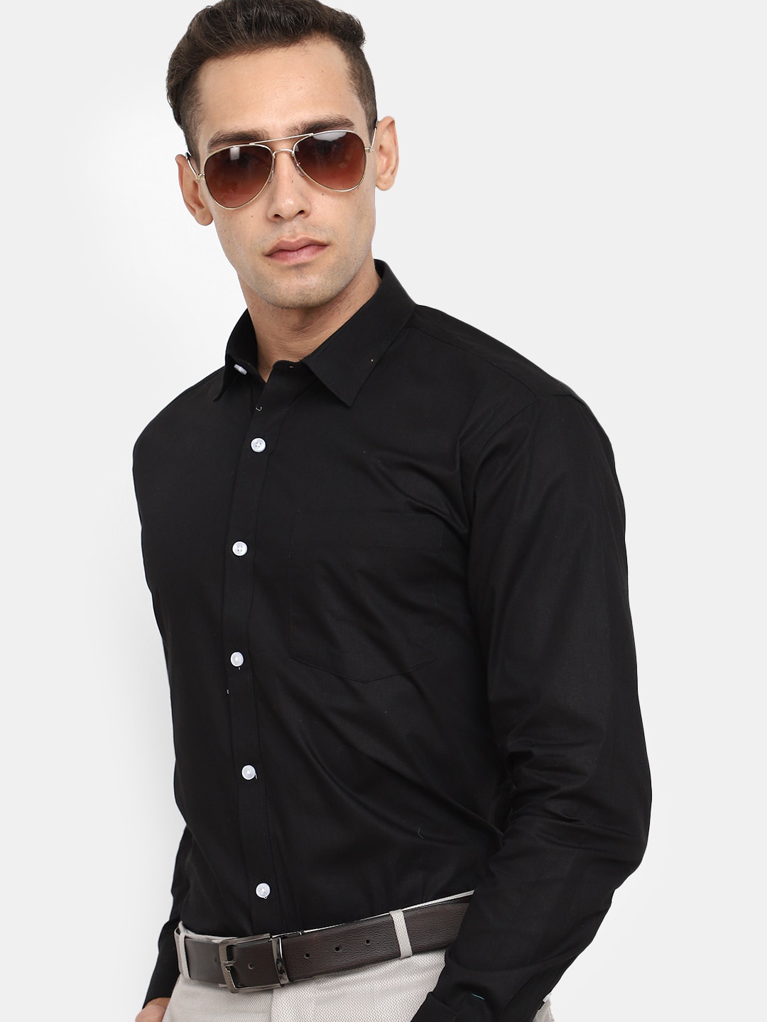 

J White by Vmart Regular Fit Cotton Formal Shirt, Black