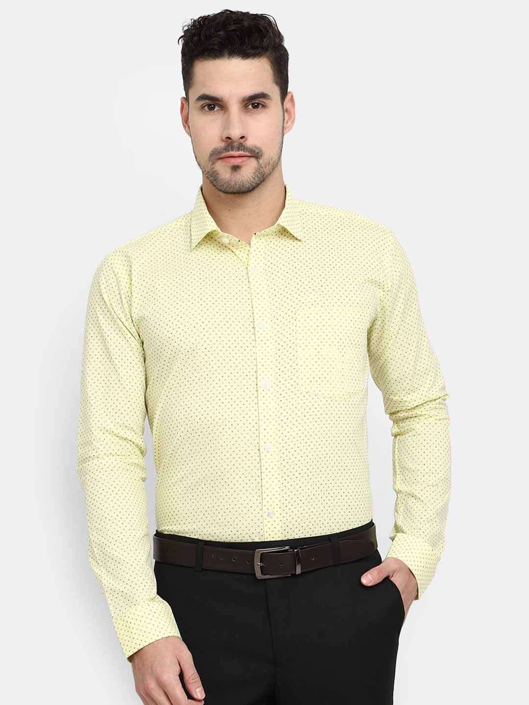 

V-Mart Men Yellow Printed Formal Shirt